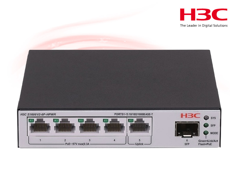 รูปสินค้า H3C Aolynk S1600V2-6P-HPWR L2 Ethernet Switch